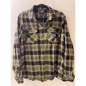 Fox Racing Flannel Men's Size Large Plaid Button Up Long Sleeve Shirt Outdoors‎